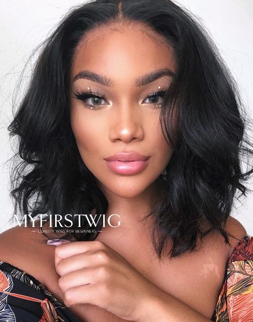 14-16 Inch Middle Part Mess Wavy HD Lace Wear & Go Glueless Wig - CLW015