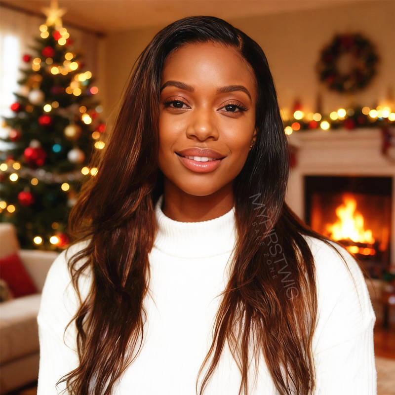 14-16 Zoll Ombre Braun Langschichten Bob HD Lace Wear &amp; Go Kleberlose Perücke - CLB019