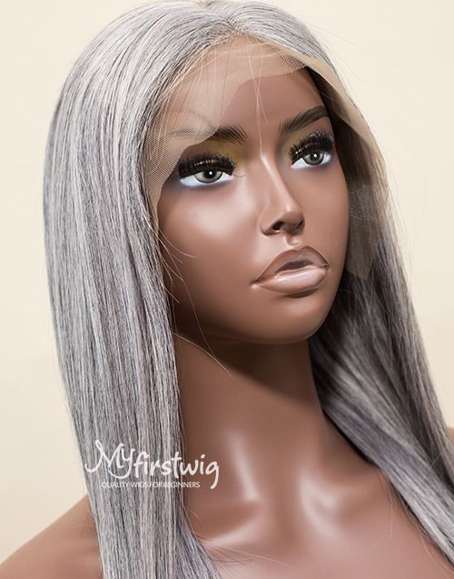 14-20 Inch Salt & Pepper Grey Straight HD Lace Wear & Go Glueless Wig - CLS033