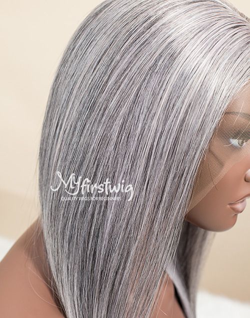 14-20 Inch Salt & Pepper Grey Straight HD Lace Wear & Go Glueless Wig - CLS033