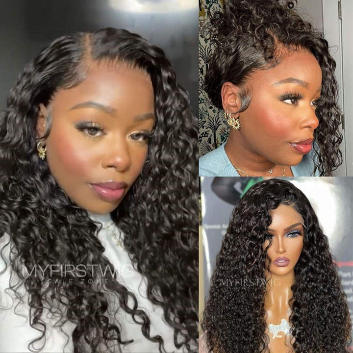 Volle Spitzeperücke mit Vorhang-Pony, lang, gewellt, ohne Kleber, Echthaarperücke – LM004