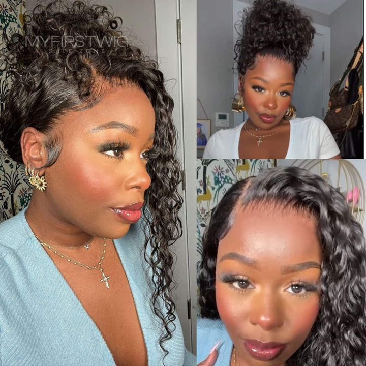 Volle Spitzeperücke mit Vorhang-Pony, lang, gewellt, ohne Kleber, Echthaarperücke – LM004