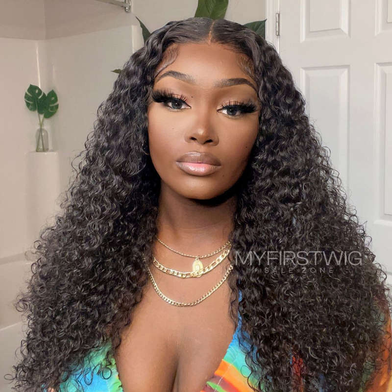 14-22 Inch Full Lace Wig Long Curly Human Hair Wig - SLM022