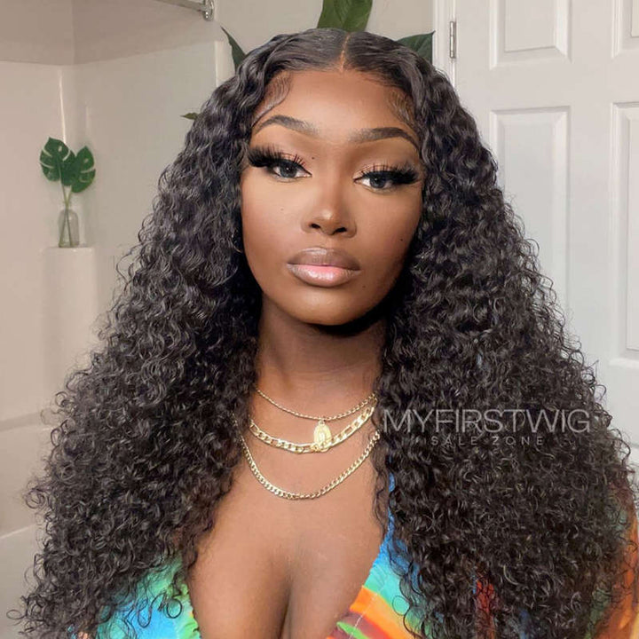 14-22 Inch Full Lace Wig Long Curly Human Hair Wig - SLM022