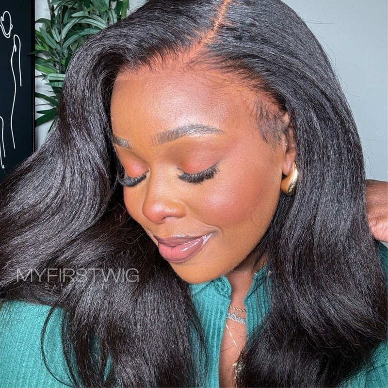 Volle Spitzeperücke mit Vorhang-Pony, lang, gewellt, ohne Kleber, Echthaarperücke – LM004