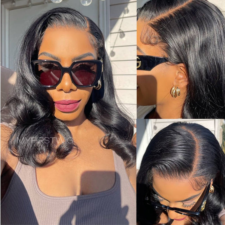 14-22 Inch Full Lace Wig Side Part Wavy Human Hair Wig - SLM018