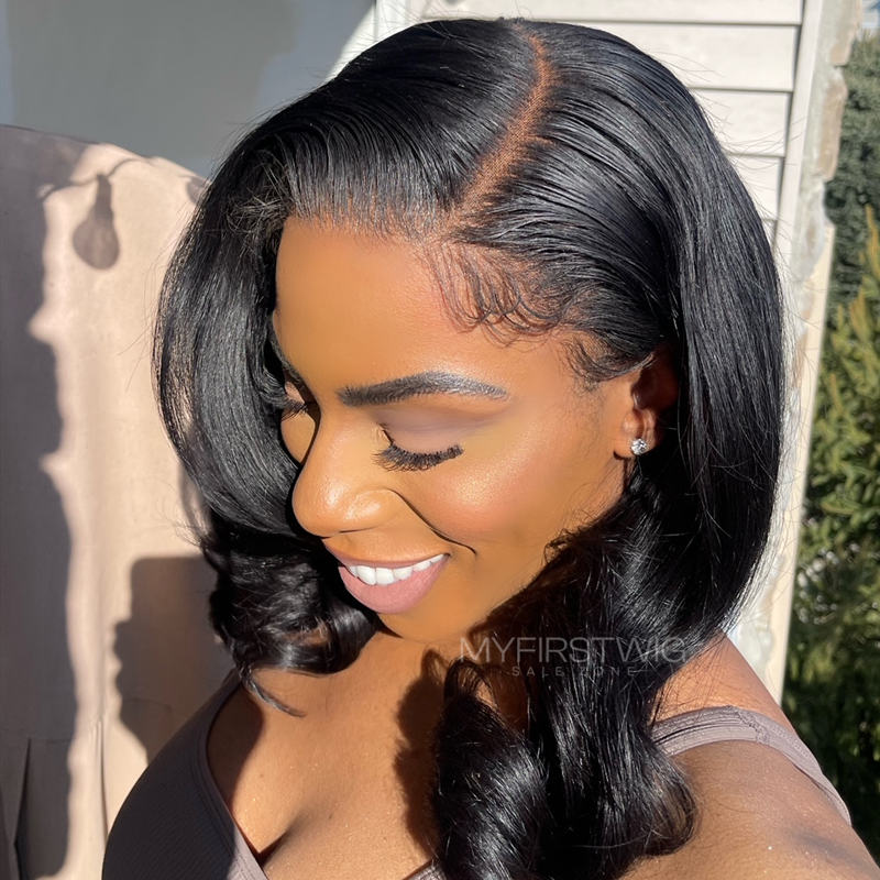 14-22 Inch Full Lace Wig Side Part Wavy Human Hair Wig - SLM018