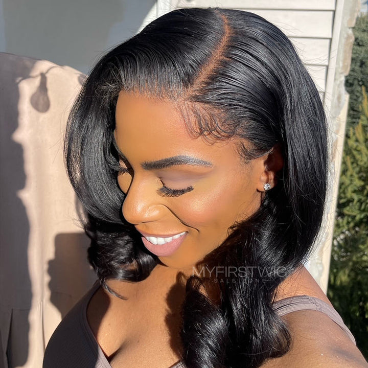 14-22 Inch Full Lace Wig Side Part Wavy Human Hair Wig - SLM018