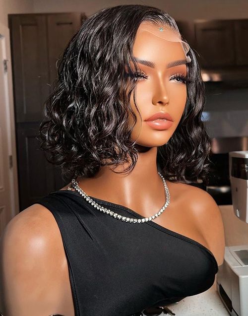Short Water Wave Invisible Glueless 4x4" Closure Wig  - FL4427