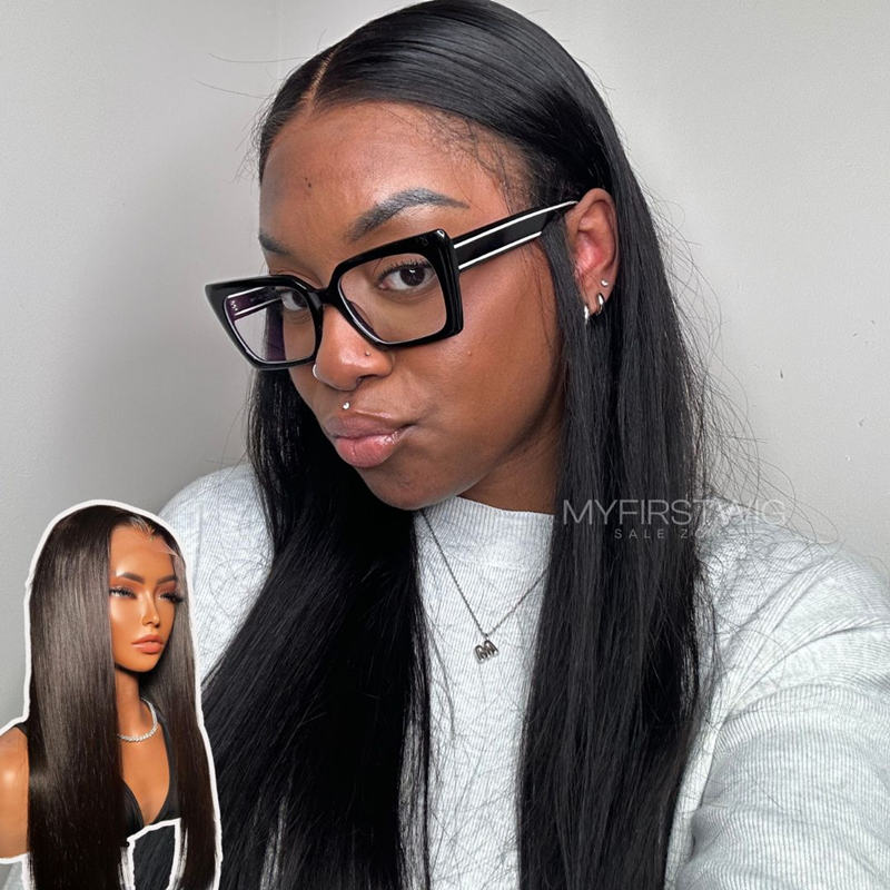 16-20 Zoll lange, glatte HD Lace Wear &amp; Go-Perücke ohne Kleber - CLS001