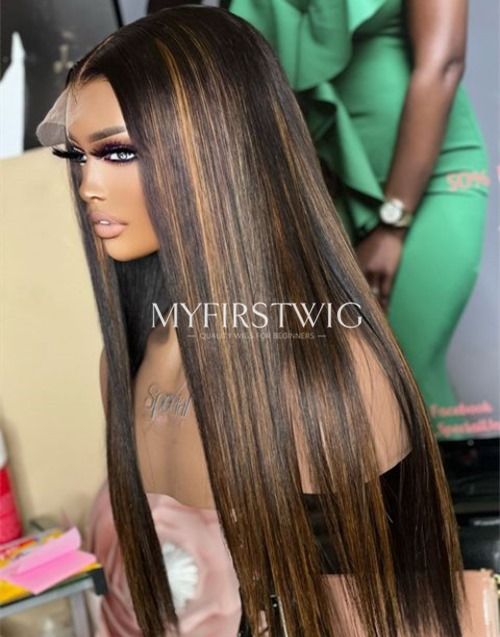 16-20 Inch Highlight Brown Straight HD Lace Wear & Go Glueless Wig - CLS017