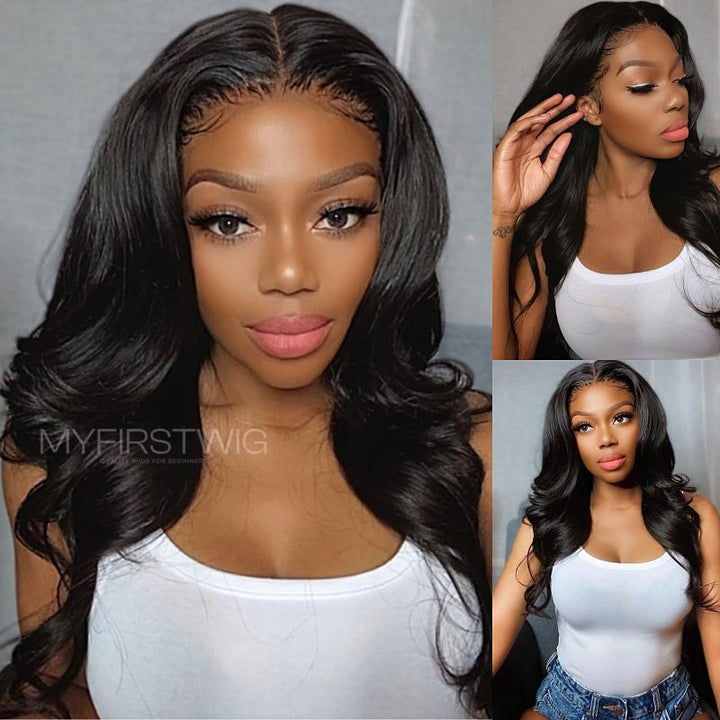 16-20 Zoll Mittelscheitel Gewellte HD Lace Wear &amp; Go Kleberlose Perücke - CLW003