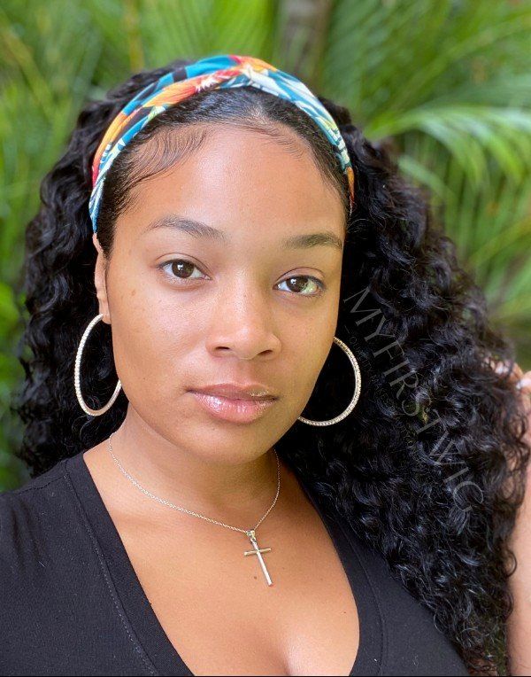 18-20" lockige, tief gewellte Stirnbandperücke, klebefreie Aufziehperücke – HBW003