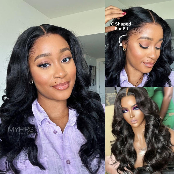 7x5 Freier Scheitel Pre Max Wear &amp; Go kleberlose Perücke - gewellter Pony mit austauschbarem Pony - PM009