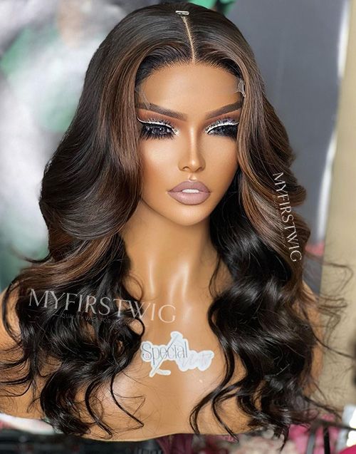 20 Inch Highlight Brown Wavy 4x4 Closure Wig - Final Deal & No Code Needed - ABFL4447
