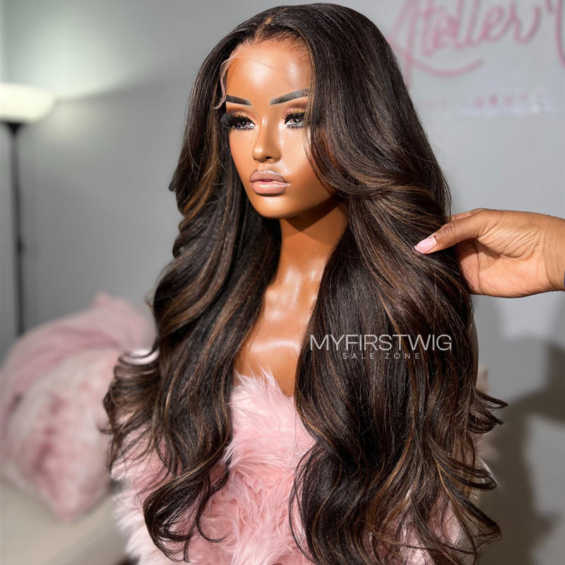 Volle Spitzeperücke, glatte, lange Perücke, klebefreie Perücke aus Echthaar – LM003 