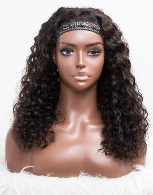 Clearance - Headband Wig Glueless No Lace Indian Hair Wig - 20" Silky Size 1 - AXH-34