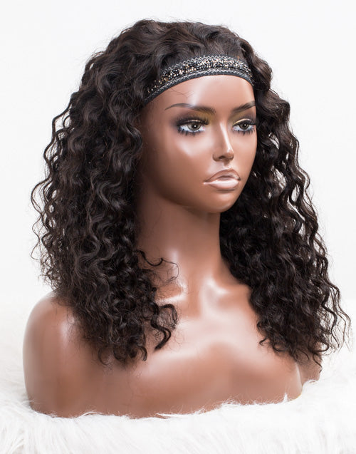 Clearance - Headband Wig Glueless No Lace Indian Hair Wig - 20" Silky Size 1 - AXH-34