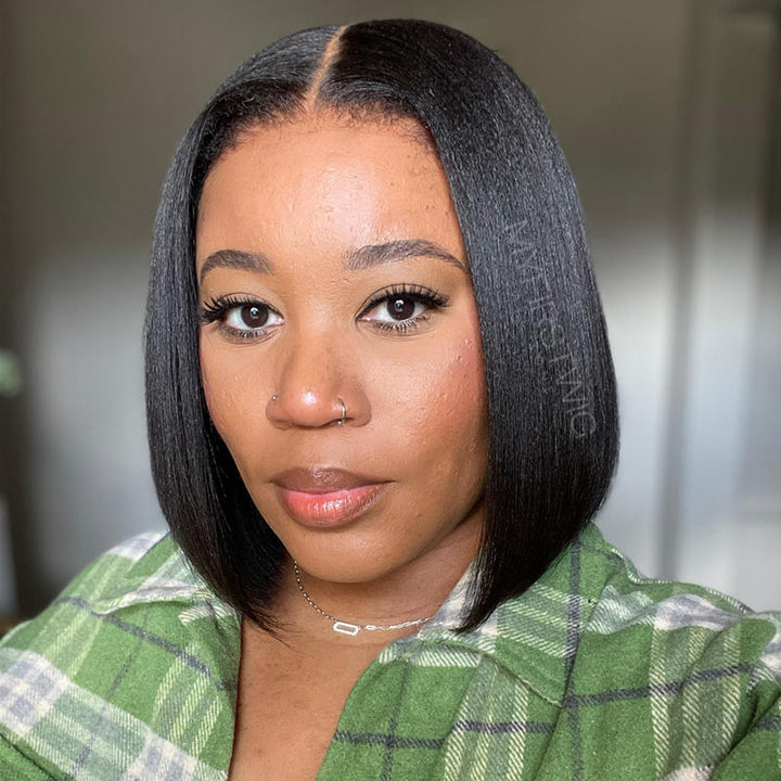 4C Natural Edges - Yaki Texture Bob Wig HD Lace Wear & Go Glueless Wig - CLB047