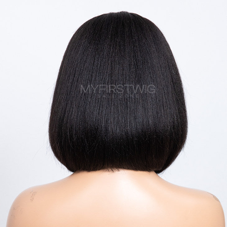 4C Natural Edges - Yaki Texture Bob Wig HD Lace Wear & Go Glueless Wig - CLB047