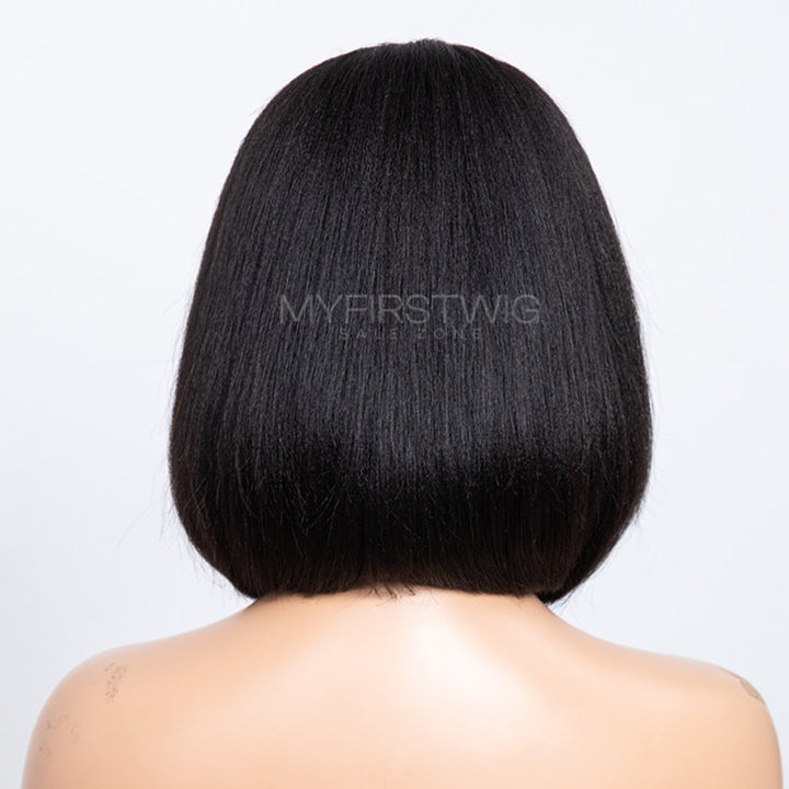 4C Natural Edges - Yaki Texture Bob Wig HD Lace Wear & Go Glueless Wig - CLB047