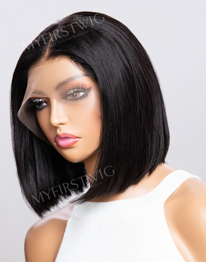 Middle Part 12 Inch Short Bob Invisible Glueless 4x4" Closure Wig  - FL4402