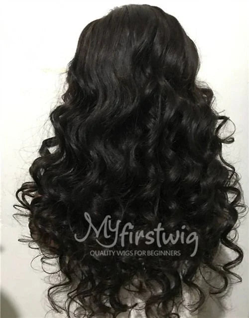 7x5 Freier Scheitel Pre Max Wear &amp; Go kleberlose Perücke - gewellter Pony mit austauschbarem Pony - PM009