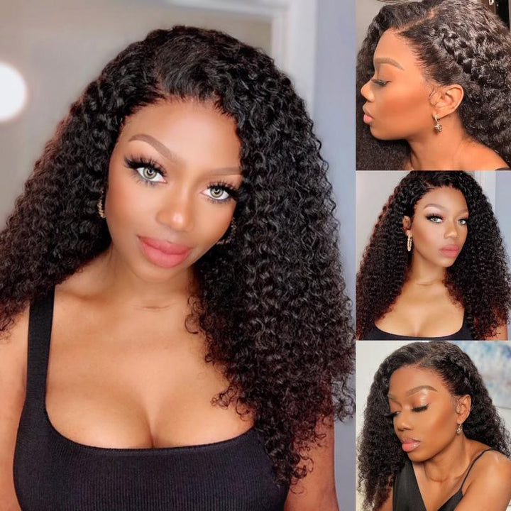 C-Shape Ear Fit 7x5" Wear & Go Glueless Wig 180% Density - Side Part Deep Wavy Curly - PM037