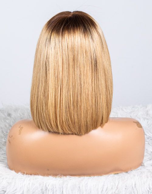 Blonde Bob-Perücke mit stumpfem Schnitt, HD Lace Wear &amp; Go-Perücke ohne Kleber, CLB026