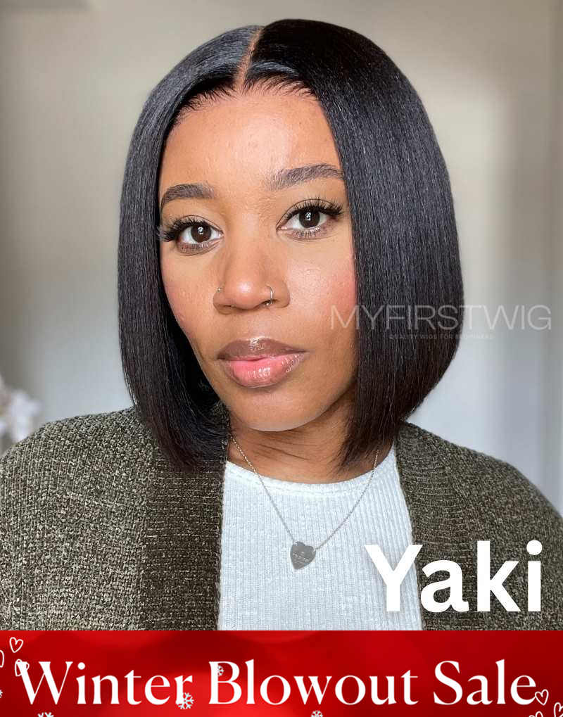 12 Inch Yaki Bob Wig Glueless 5x5 Wig - CLB003US