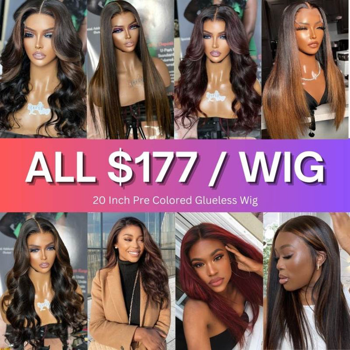 $177 Final Deal | 20 Inch Pre Colored Glueless Wigs- ZH177