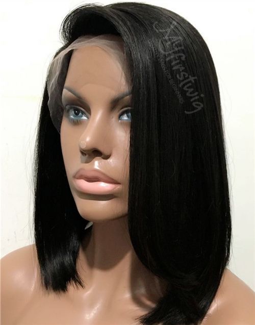 Full Lace Wig Side Part Bob Wig Glueless Human Hair Wig -LM001