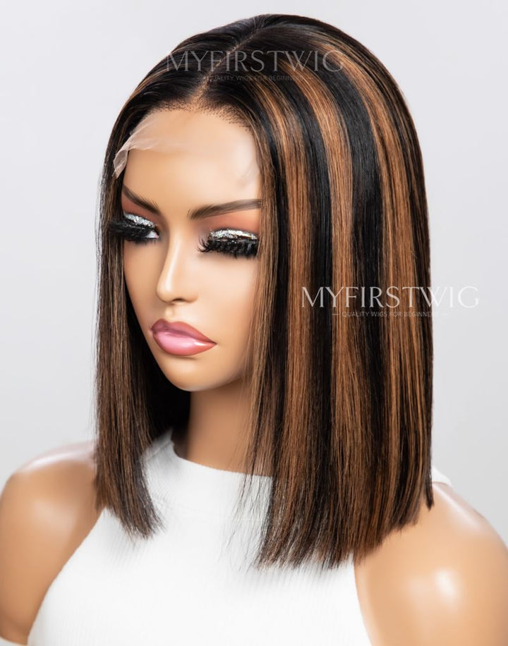 Highlight Brown Bob 4x4 Closure Wig - Final Deal & No Code Needed - ABFL4412