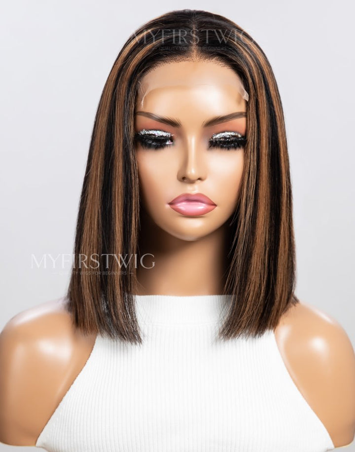 Highlight Brown Bob 4x4 Closure Wig - Final Deal & No Code Needed - ABFL4412