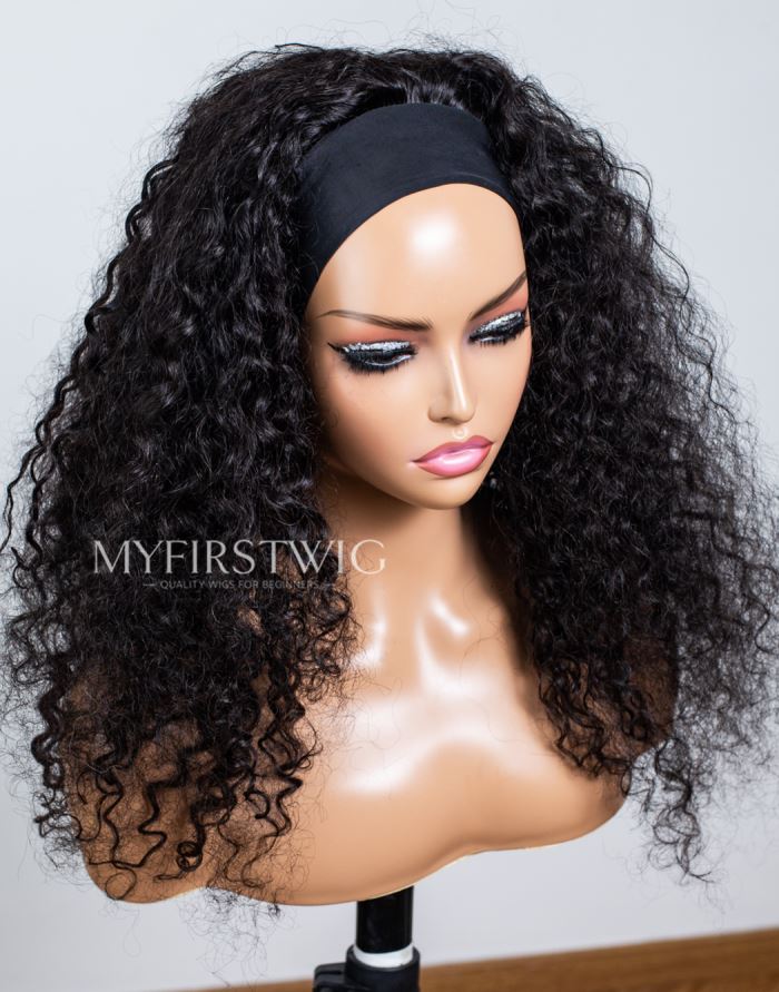 Headband Wig Flash Sale 22 Inch Water Wave Glueless No Lace Human Hair Wig - NGH002