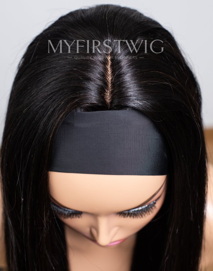 Headband Wig With Parting Flash Sale Long Straight Glueless No Lace Human Hair Wig - NGH004