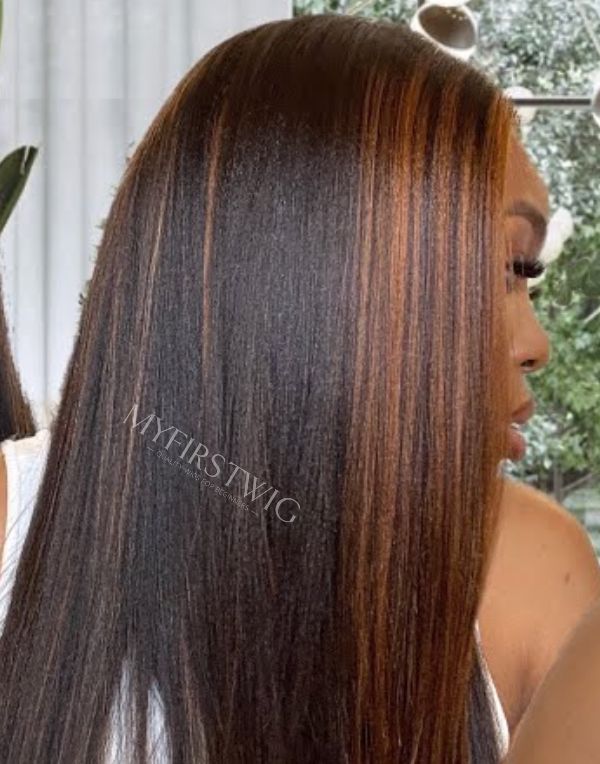 Highlight Brown Wig Invisible Glueless 4x4" Closure Wig  - FL4441
