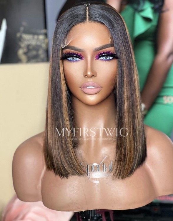 Highlight Brown Wig Invisible Glueless 4x4" Closure Wig  - FL4448