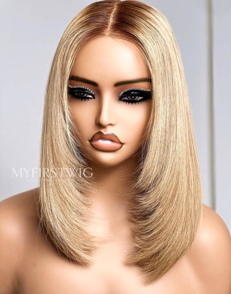 Honey Blonde Layers Straight Wig HD Lace Wear & Go Glueless Closure Wig - CLS024