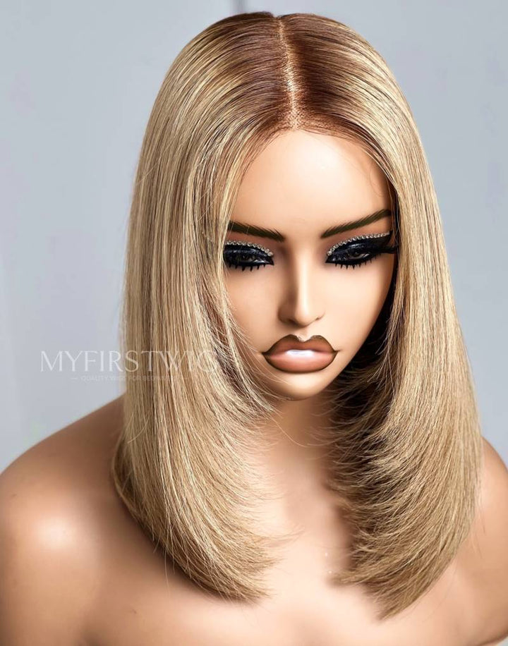 Honey Blonde Layers Straight Wig HD Lace Wear & Go Glueless Closure Wig - CLS024