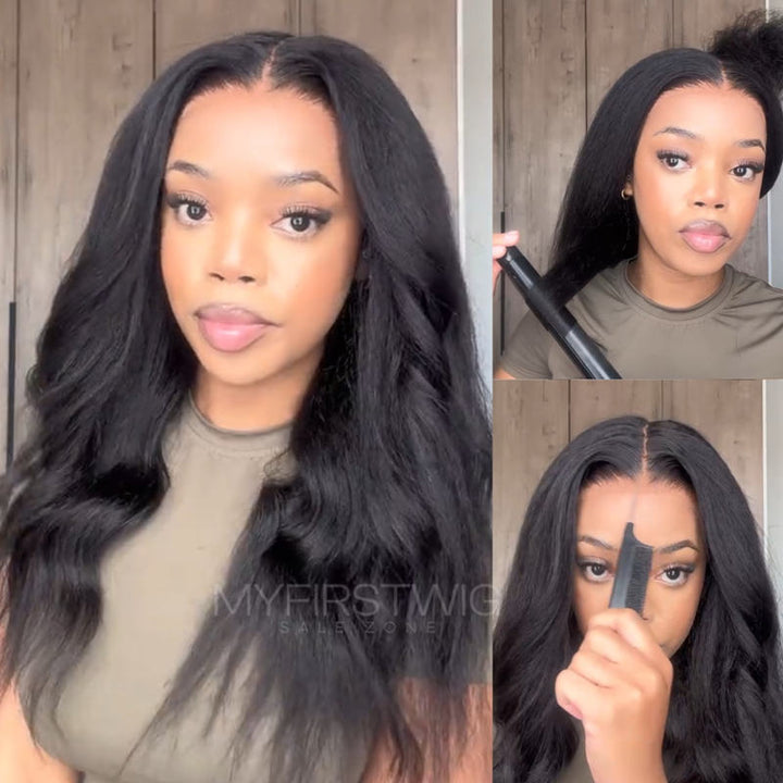 Kinky Straight HD Lace Wear &amp; Go kleberlose Perücke - CLK002