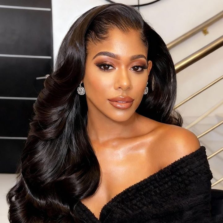 Lagos M-Shaped Hairline | 180% Density Side Part Wavy Human Hair Wigs - Mar003