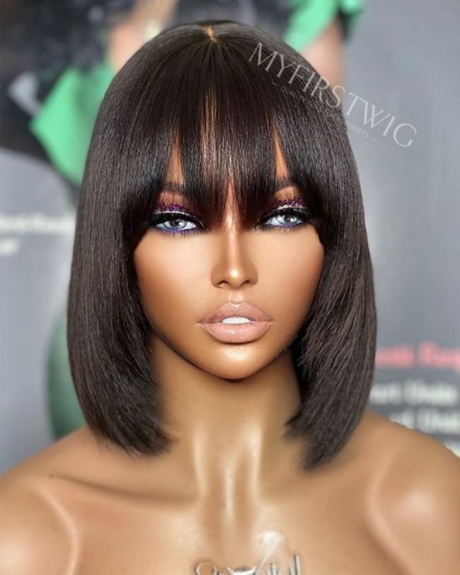 Layers Bob Wig With Bangs 160% Density Invisible Glueless 4x4" Closure Wig  - FL4433