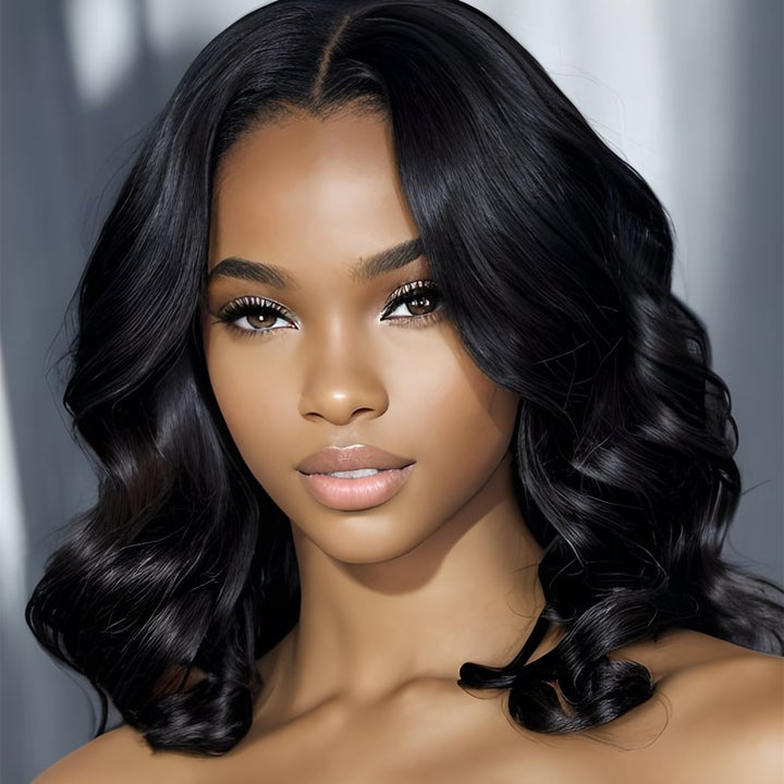 Middle Part Short Wavy HD Lace Wear & Go Glueless Wig - CLW022