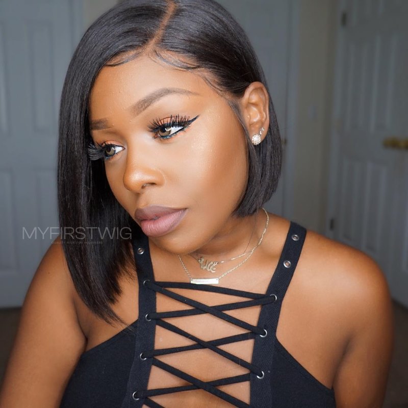 13x6 Side Part Non-Asymetric Bob Lace Front Wig - NCB005