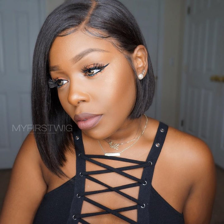 13x6 Side Part Non-Asymetric Bob Lace Front Wig - NCB005