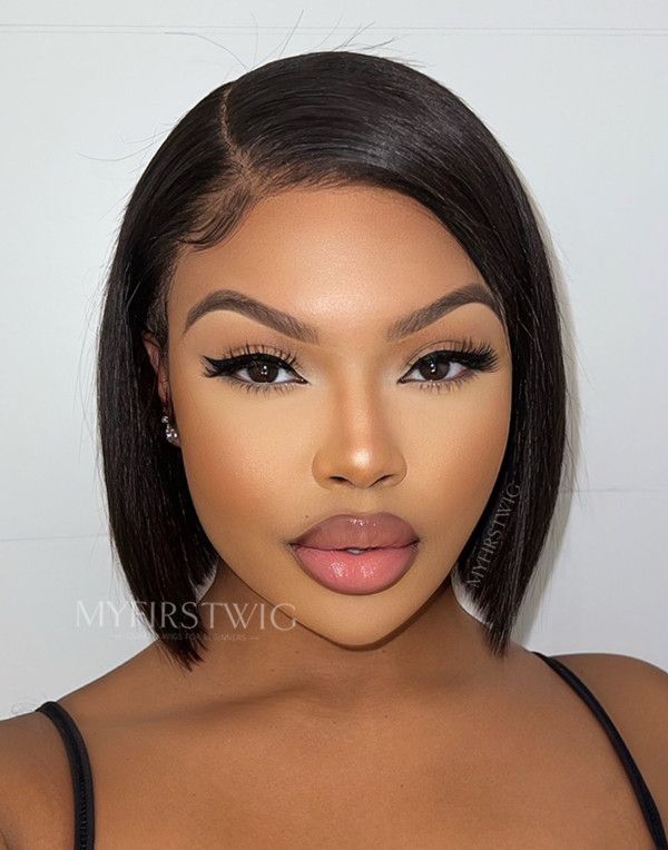 13x6 Side Part Blunt Cut Bob Glueless Wig Invisible Lace Front Wig - KLD001