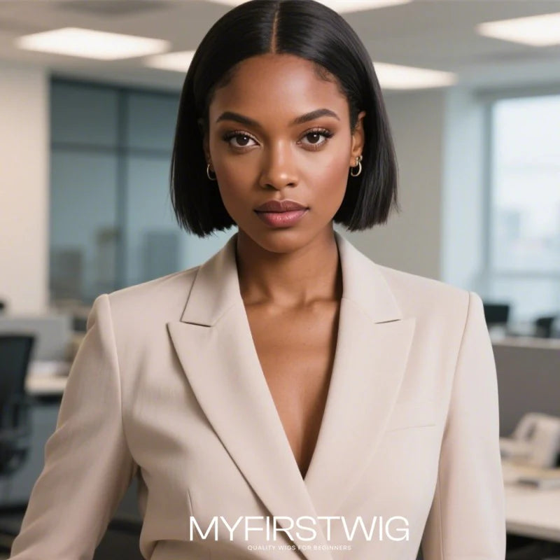 12 Zoll natürliche schwarze Bob-Perücke HD Lace Wear &amp; Go kleberlose Perücke - CLB002