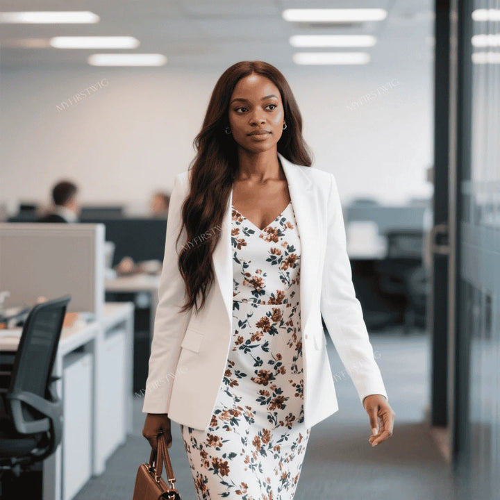 Wig for Office - Brown Straight Long Wear & Go Glueless Wig - APS002