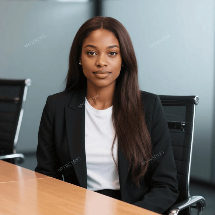 Wig for Office - Brown Straight Long Wear & Go Glueless Wig - APS002